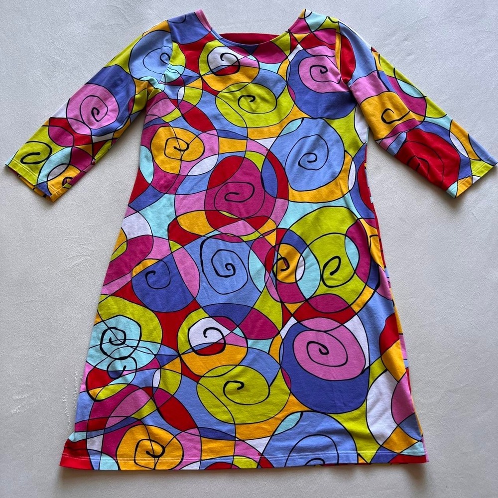 Ana Clare Art Artsy Abstract Cotton Spandex Dress Whimsical Unique Bright Fun